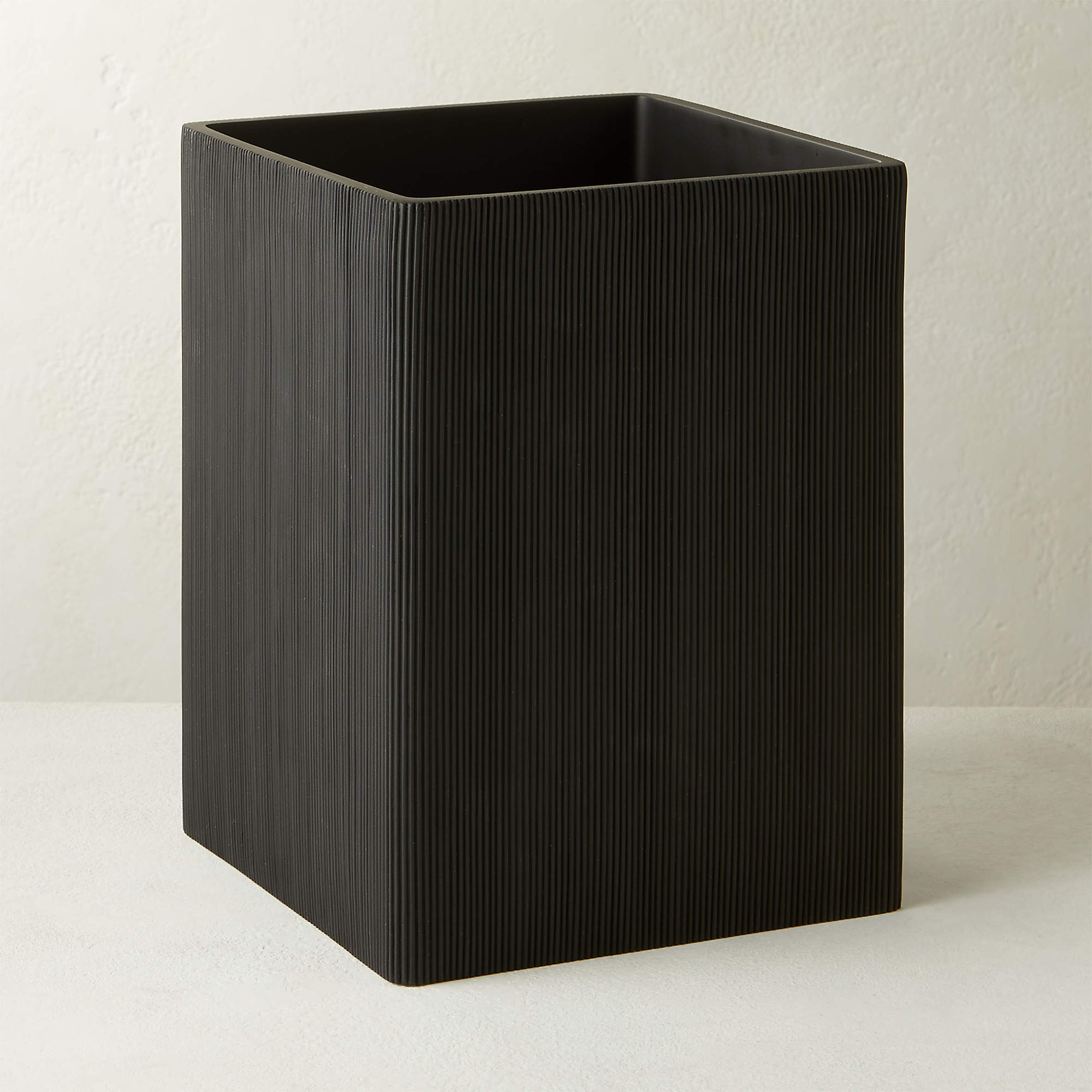 Parello Pleated Black Wastebasket