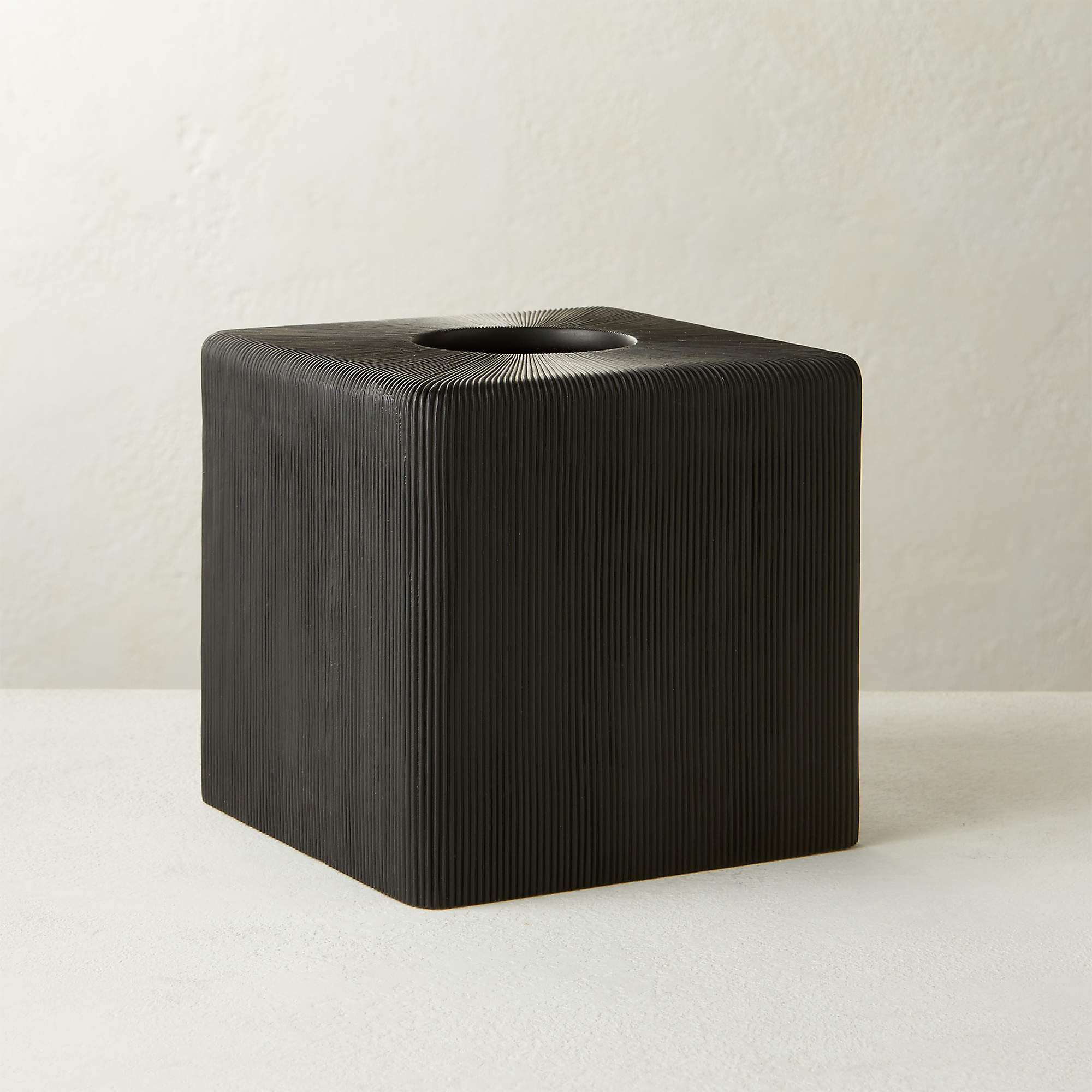 Parello Pleated Black Tissue Box Cover