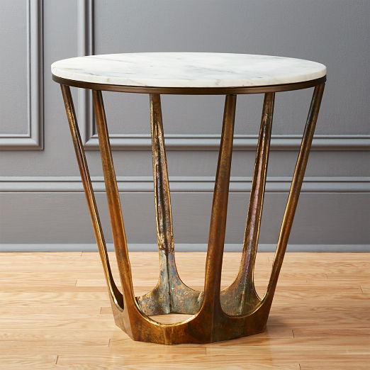 White And Gold Furniture Cb2 Parker White Marble Side Table