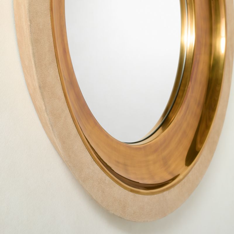 Parker Suede and Aged Brass Round Wall Mirror 36" - image 3 of 6