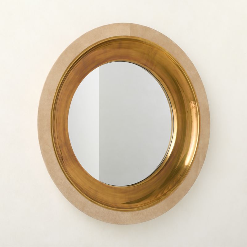 Parker Suede and Aged Brass Round Wall Mirror 36" - image 4 of 6