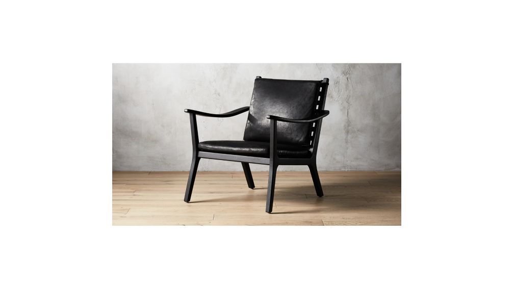 Parlay Black Leather Lounge Chair + Reviews | CB2 Canada