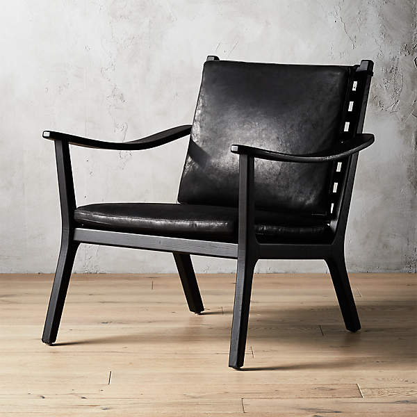 Parlay Black Leather Lounge Chair Cb2, Small Leather Arm Chairs