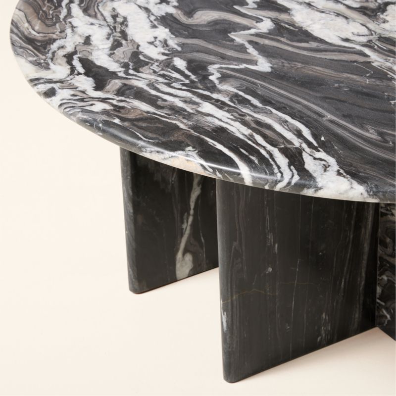 Pasar 42" Round Black Marble Coffee Table - image 5 of 14