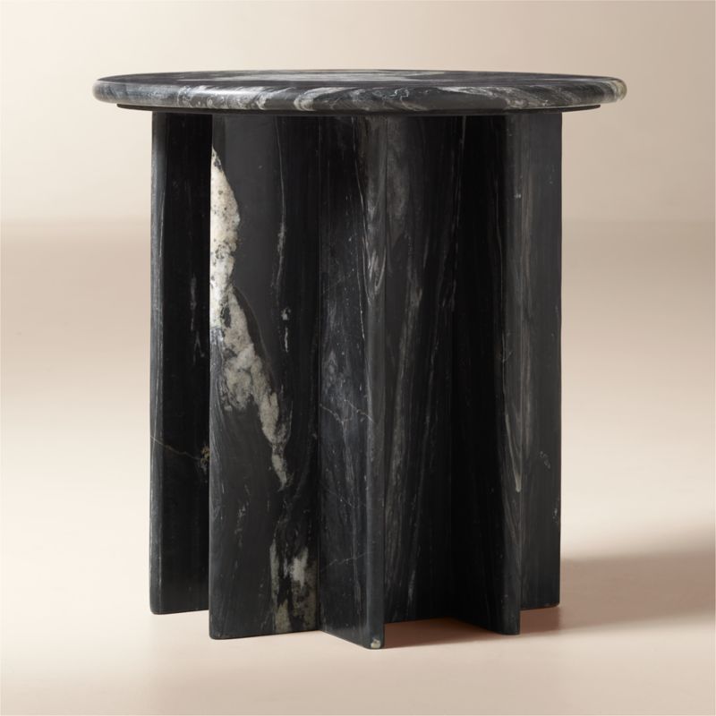 Pasar Round Black Marble Side Table - image 4 of 11