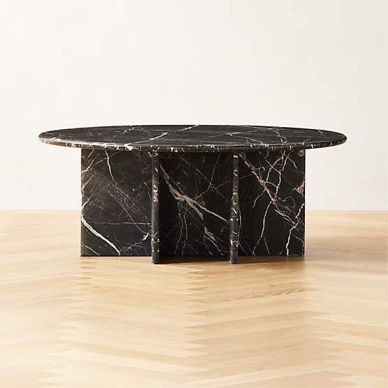 Pasar 42" Round Black Marble Coffee Table