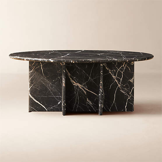 Pasar 42" Round Black Marble Coffee Table