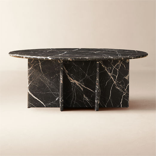 Pasar 42" Round Black Marble Coffee Table
