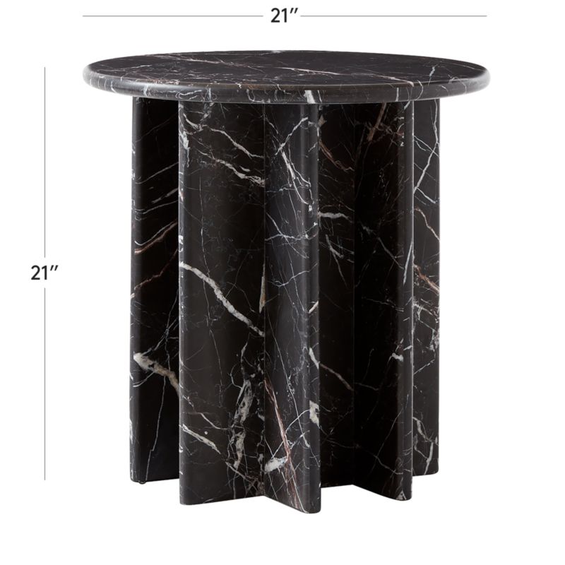 View Pasar Round Black Marble Side Table - image 3 of 12