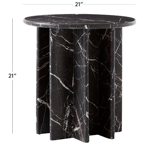 Pasar Round Black Marble Side Table