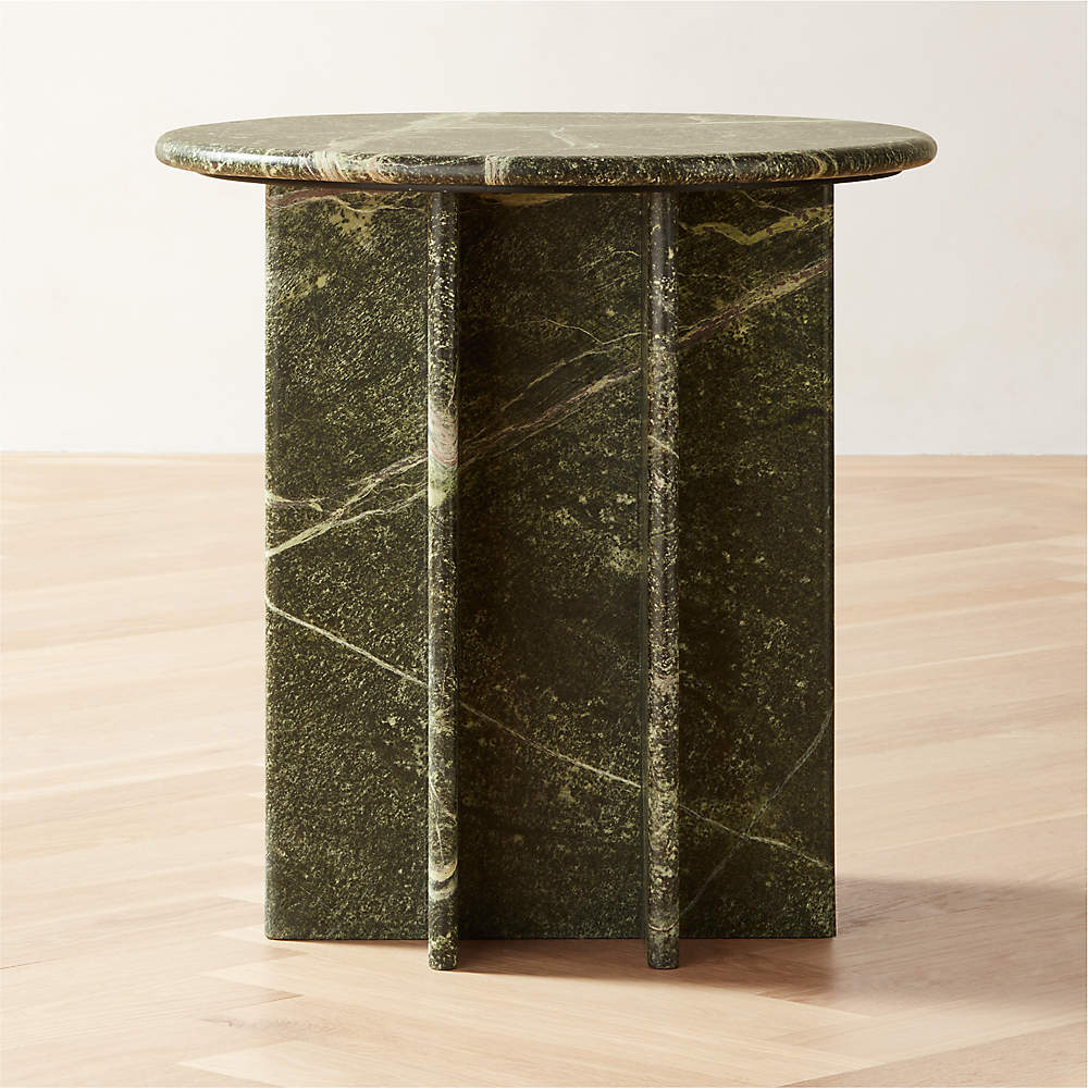 Pasar Modern Round Green Marble Side Table + Reviews | Cb2