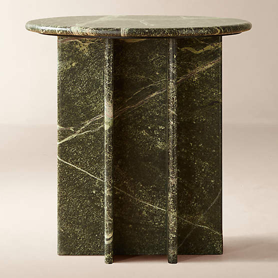 Pasar Round Green Marble Side Table