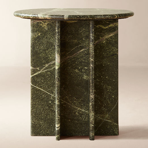 Pasar Round Green Marble Side Table