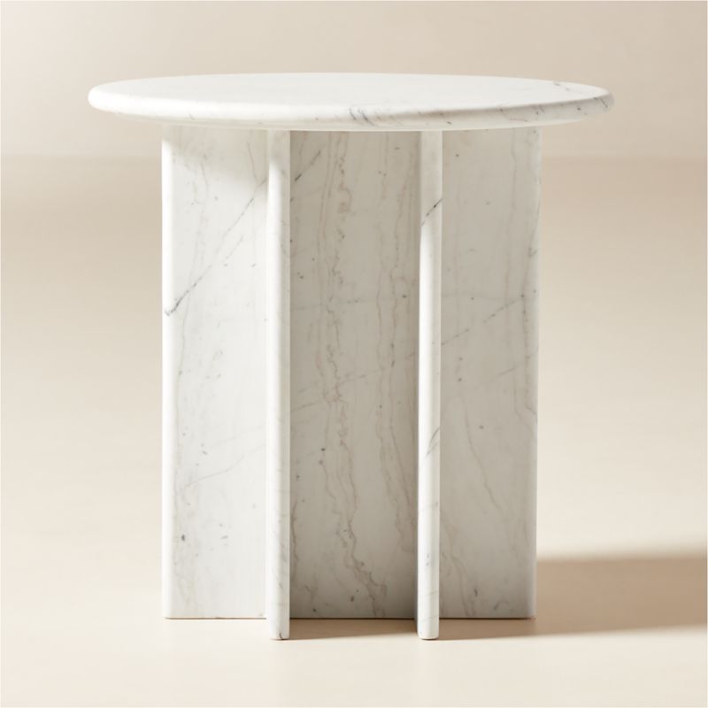 Pasar White Marble Side Table - image 0 of 9