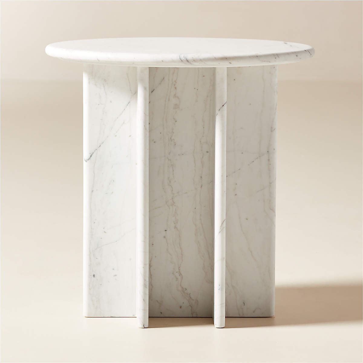 Pasar White Marble Side Table + Reviews | CB2