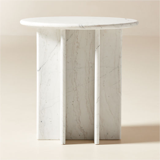 Pasar White Marble Side Table