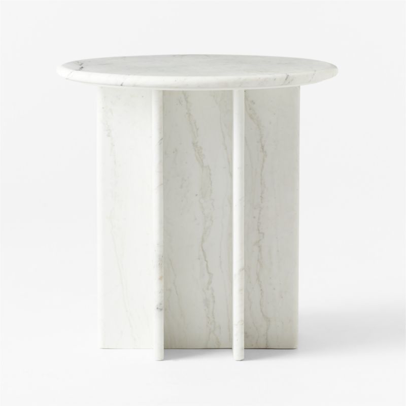 Pasar White Marble Side Table - image 4 of 9