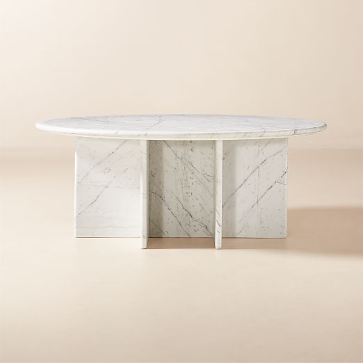 Pasar 42" White Marble Coffee Table