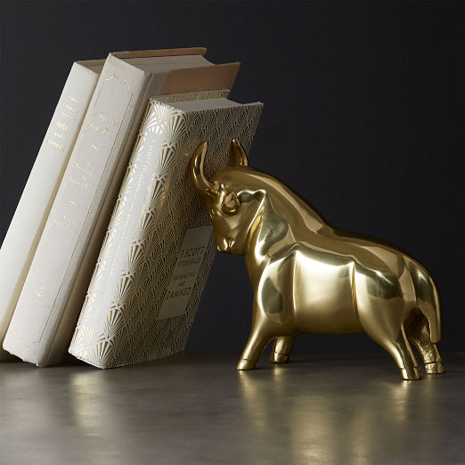 Pascal The Bull Gold Doorstop-Bookend