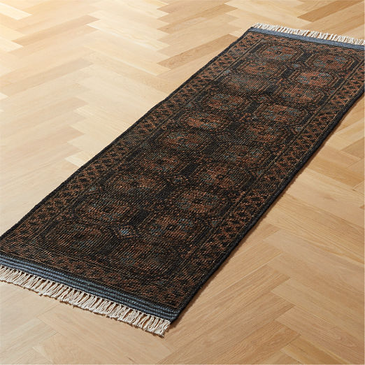 Pascala Hand-Knotted Black Wool Runner Rug 2.5'x8'