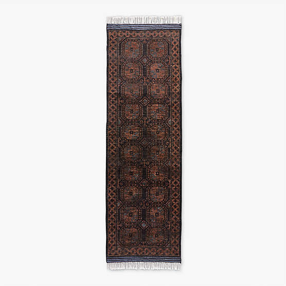 Pascala Hand-Knotted Black Wool Runner Rug 2.5'x8'