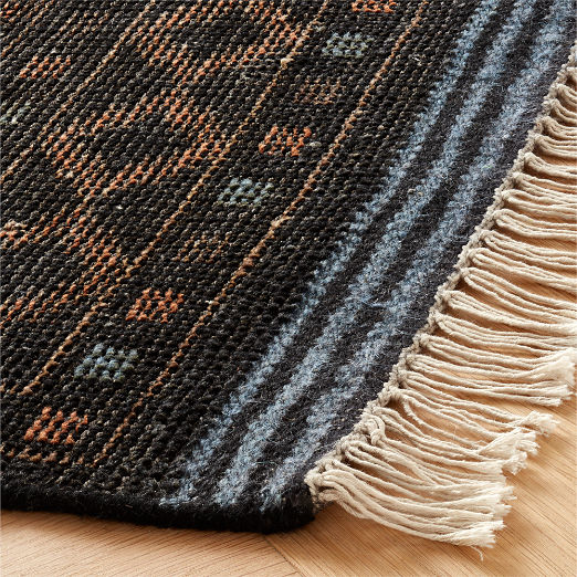 Pascala Hand-Knotted Black Wool Area Rug