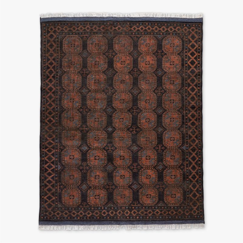 View Pascala Hand-Knotted Black Wool Area Rug 5'x8' details