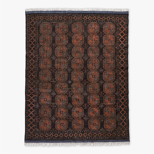 Pascala Hand-Knotted Black Wool Area Rug 6'x9'