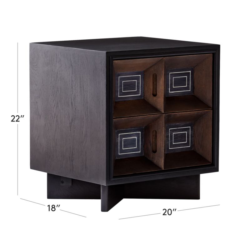 View Paseo 2-Drawer Carved Black Oak Wood Nightstand - image 3 of 9