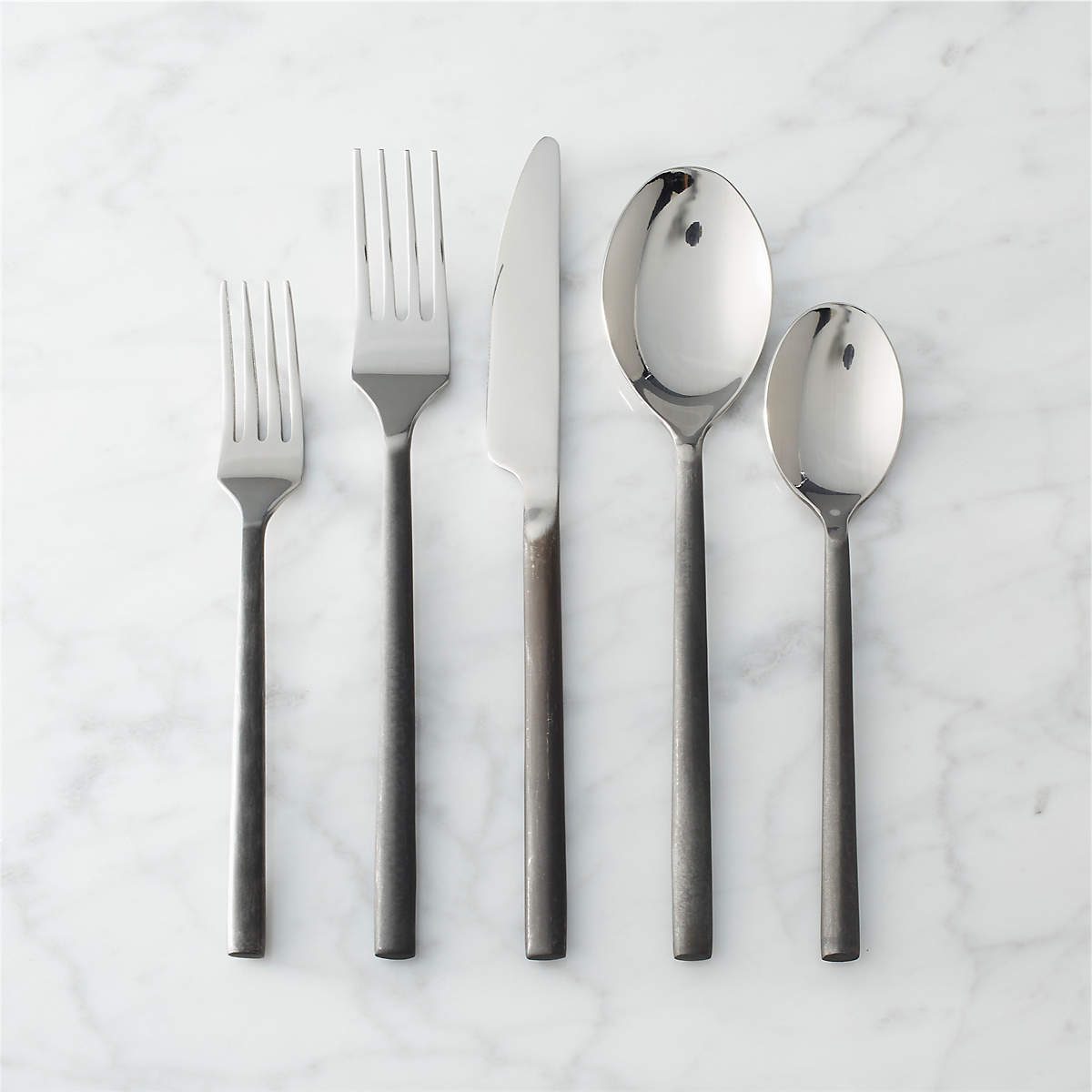 20-Piece Rush Blackened Handle Flatware Set + Reviews | CB2