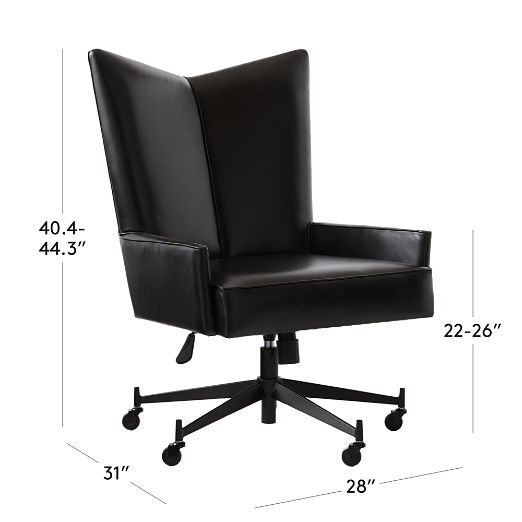 Bowtie Black Leather Office Chair Model 3002 by Paul McCobb