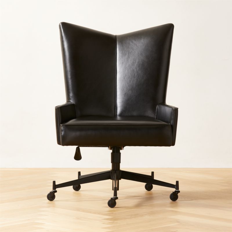 Cb2 black leather discount chair