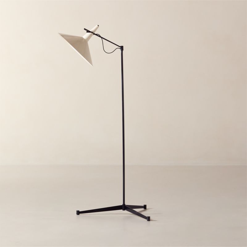 Exposior Blackened Brass Task Floor Lamp with Warm White Shade Model E11 by Paul McCobb - image 3 of 5