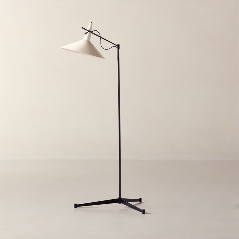 Exposior Blackened Brass Task Floor Lamp with Warm White Shade Model E11 by Paul McCobb - image 2 of 5