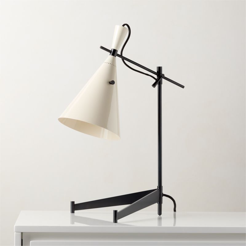 Exposior Blackened Brass Task Table Lamp with Warm White Shade Model E7 by Paul McCobb - image 2 of 5