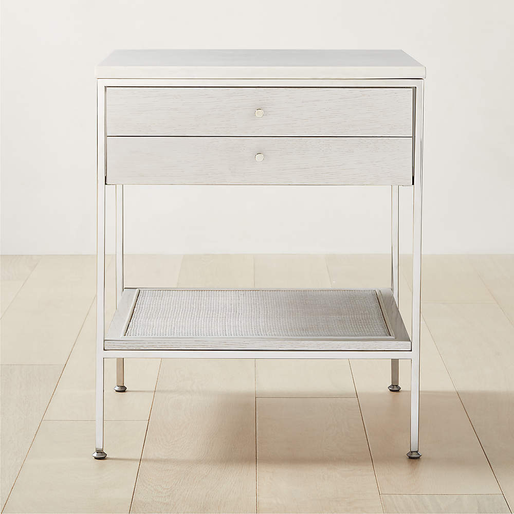 White nightstand deals with marble top