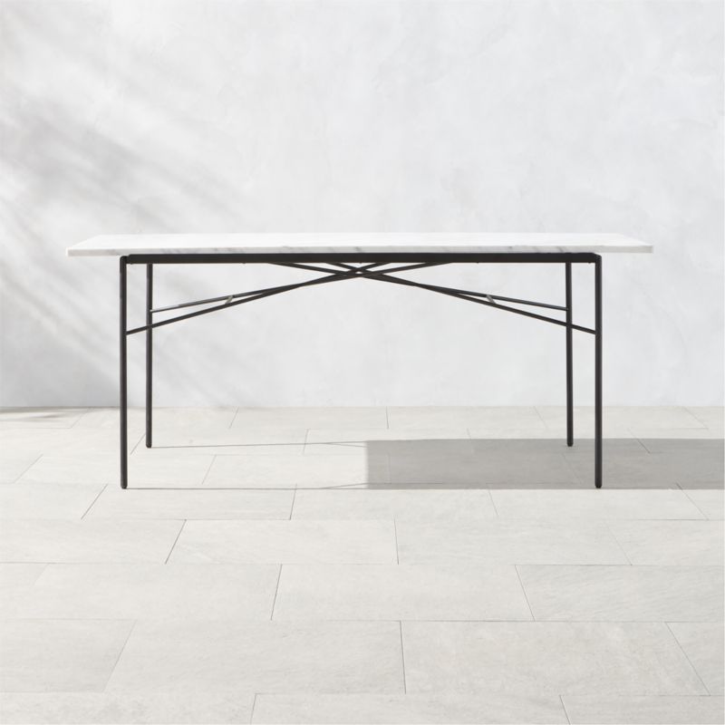 Pavilion Black Metal Outdoor Dining Table with Marble Top 59" by Paul McCobb - image 0 of 9