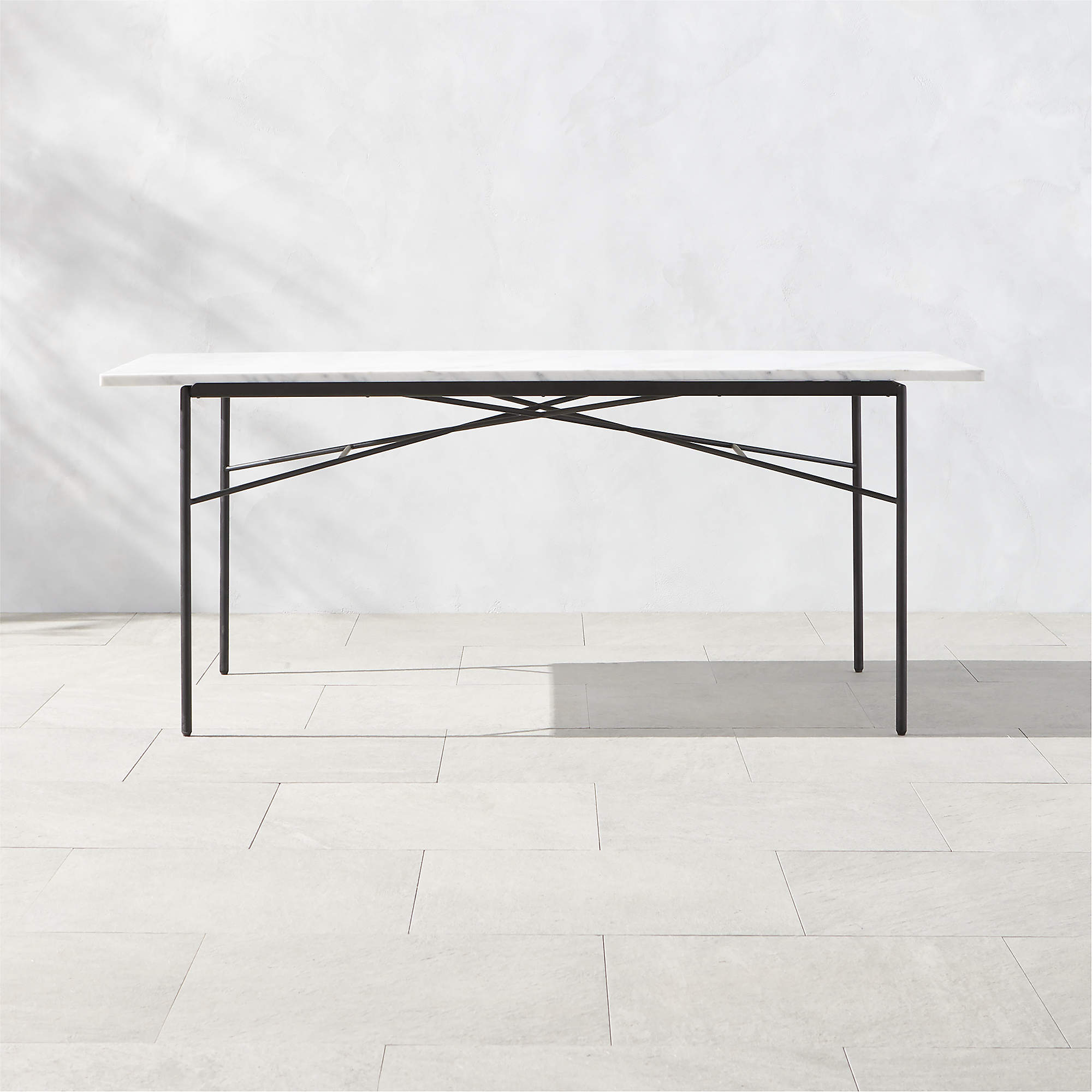 Pavilion Modern Black Metal Outdoor Dining Table with Marble Top Model
