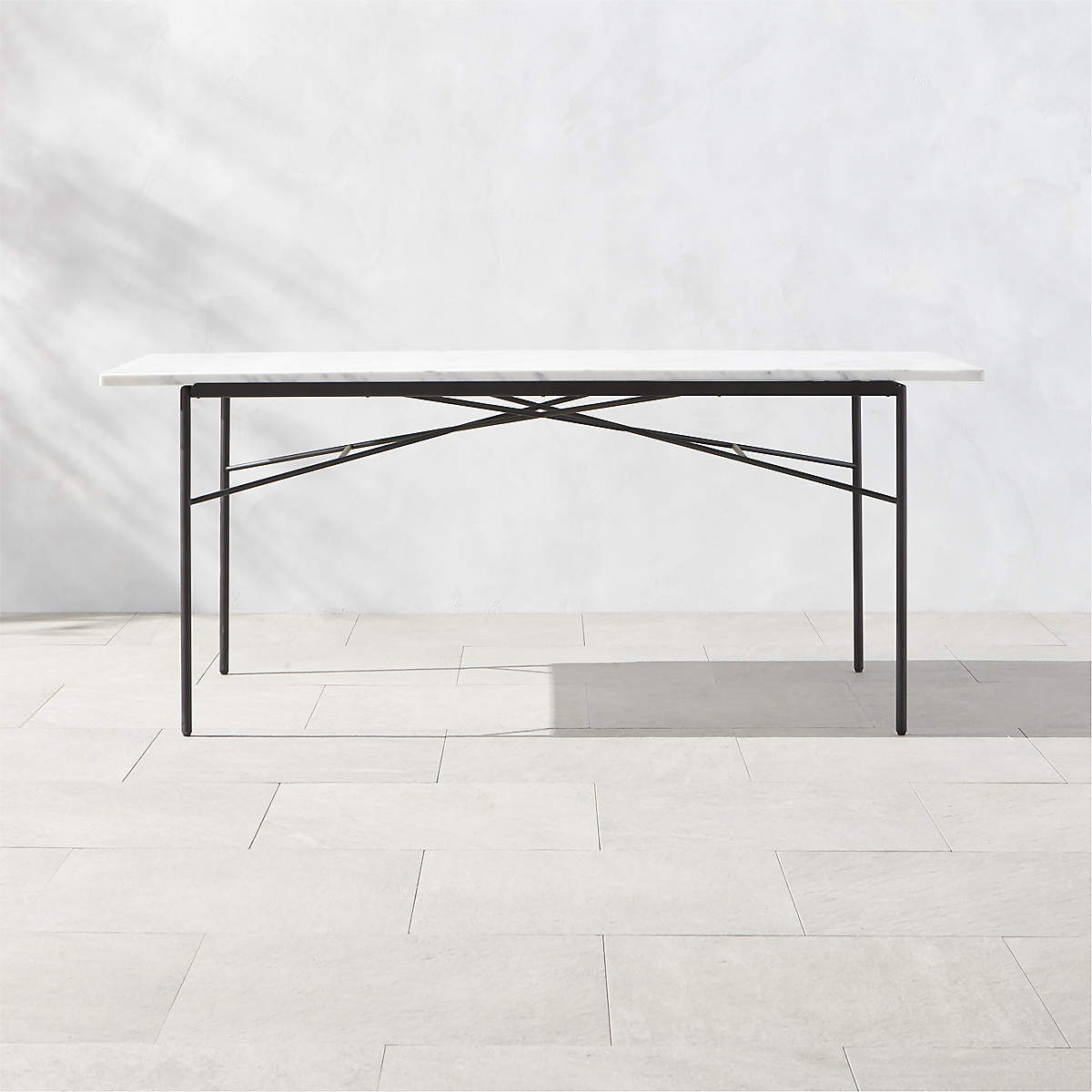 Pavilion Black Metal Outdoor Dining Table With Marble Top Model 6141 