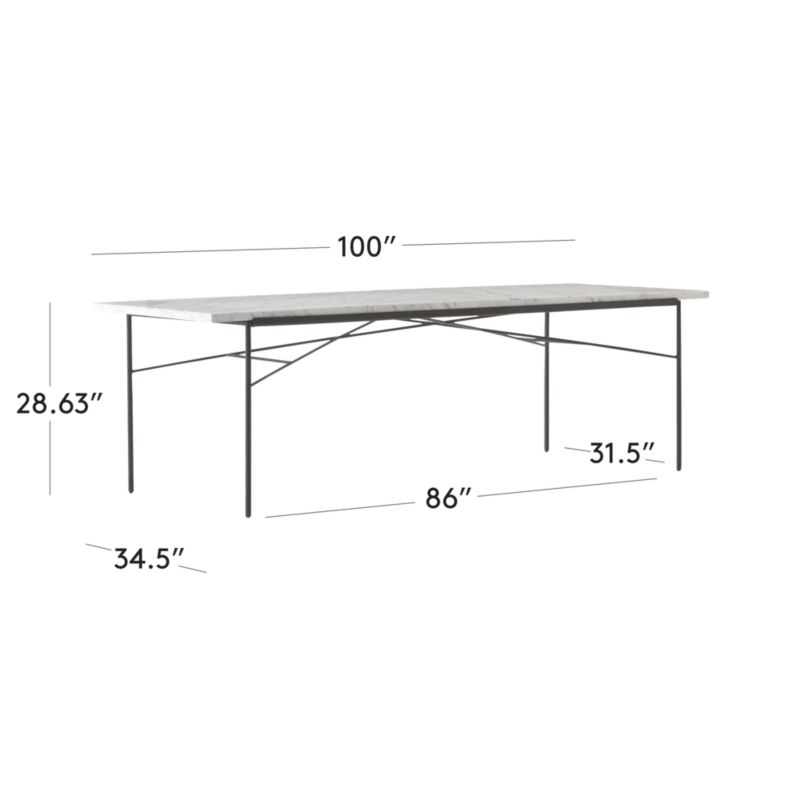 View Pavilion 100" Black Metal Outdoor Dining Table with Marble Top by Paul McCobb - image 3 of 9