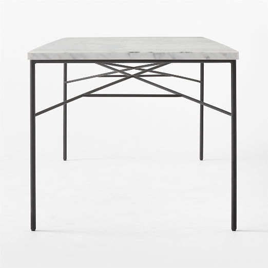 Pavilion 100" Black Metal Outdoor Dining Table with Marble Top by Paul McCobb