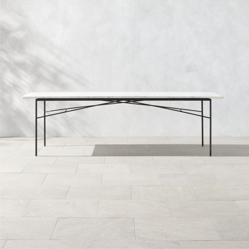 Pavilion 100" Black Metal Outdoor Dining Table with Marble Top by Paul McCobb - image 0 of 9