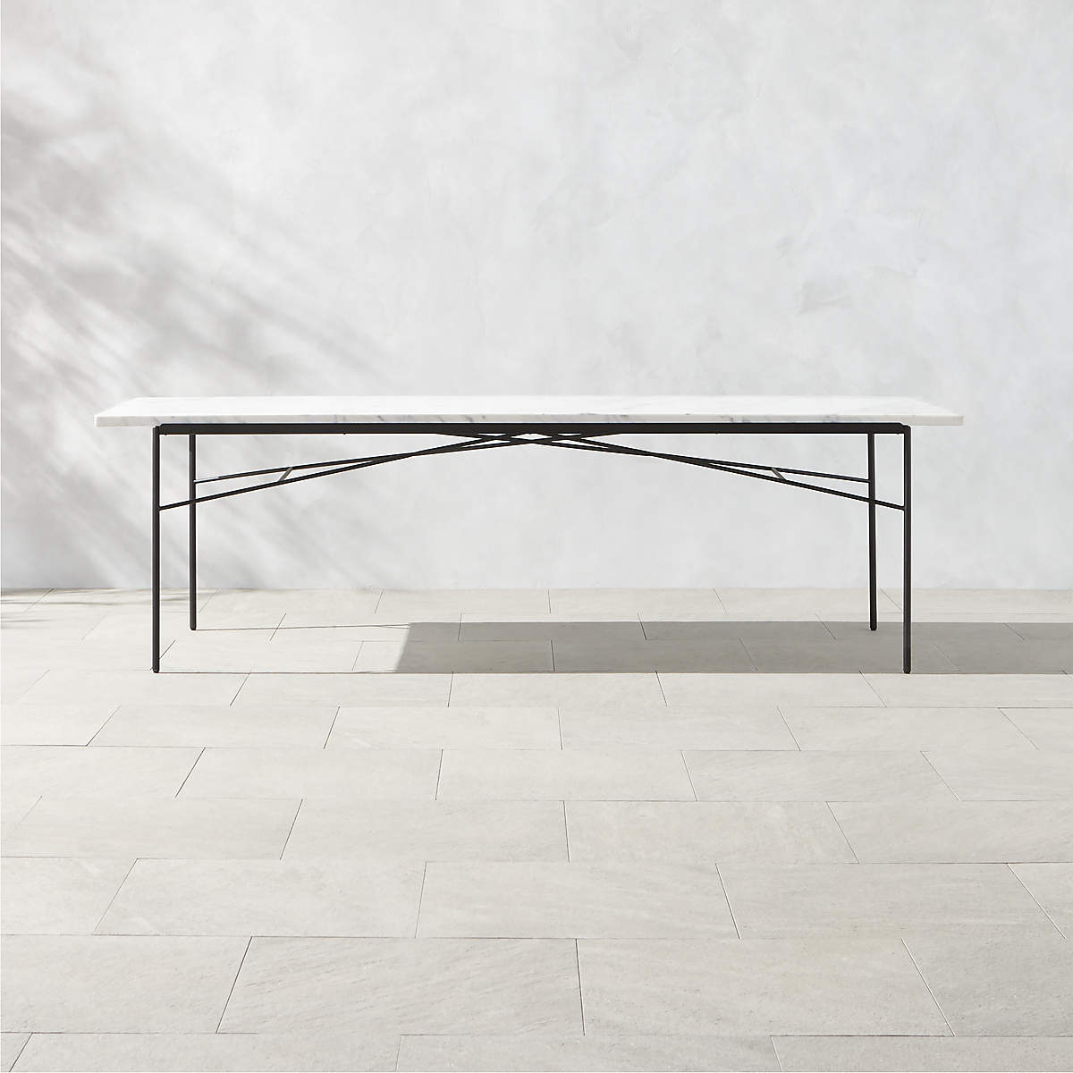 Pavilion Black Metal Outdoor Dining Table With Marble Top Large Model 6142 