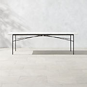 Calla 32" Rectangular Black Metal Outdoor Bistro Table with Marble Top