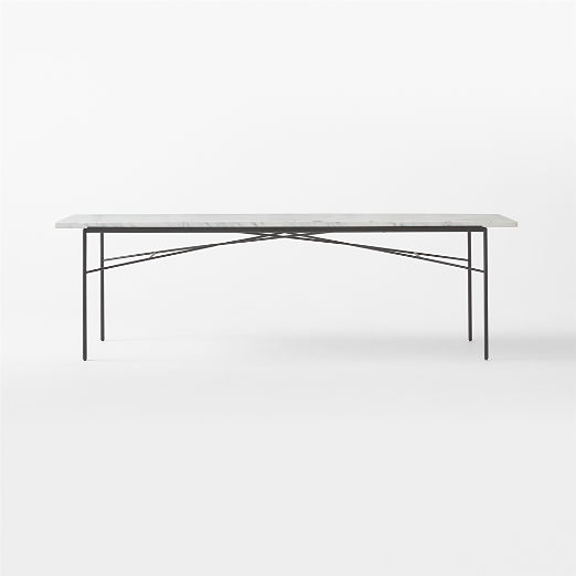 Pavilion 100" Black Metal Outdoor Dining Table with Marble Top by Paul McCobb