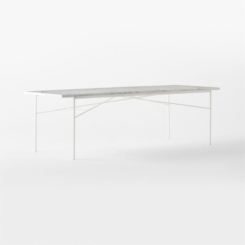 Pavilion 100" Ivory Metal Outdoor Dining Table with Marble Top by Paul McCobb - image 4 of 9