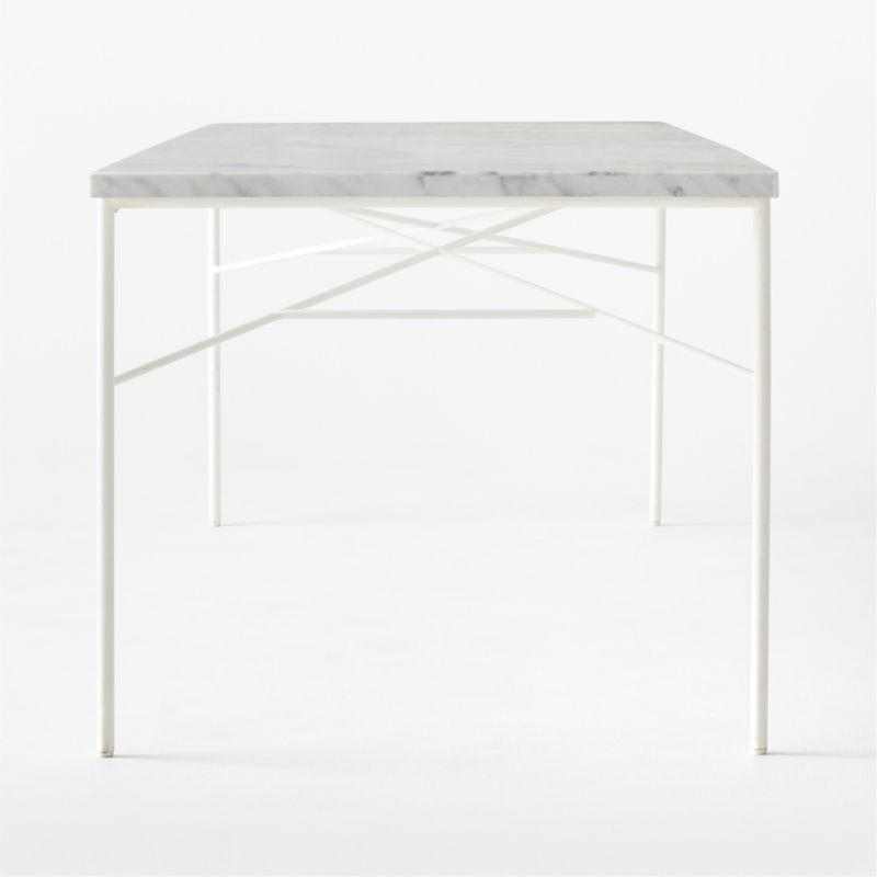 Pavilion 100" Ivory Metal Outdoor Dining Table with Marble Top by Paul McCobb - image 5 of 9