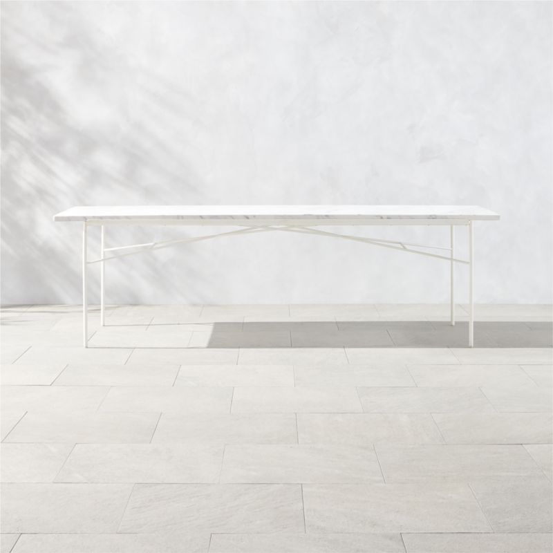 Pavilion 100" Ivory Metal Outdoor Dining Table with Marble Top by Paul McCobb - image 0 of 9