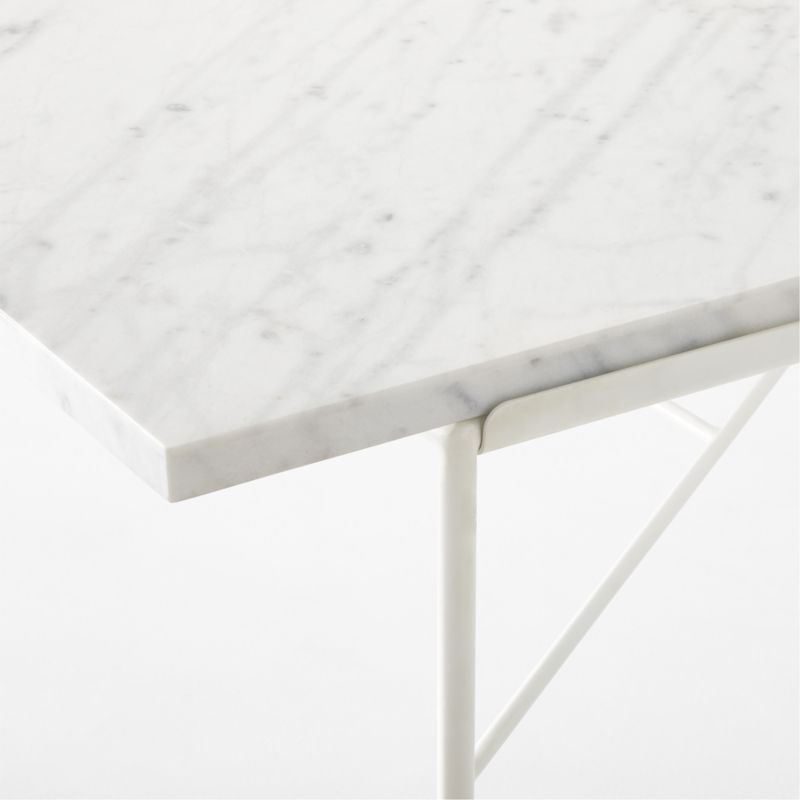 Pavilion 100" Ivory Metal Outdoor Dining Table with Marble Top by Paul McCobb - image 6 of 9