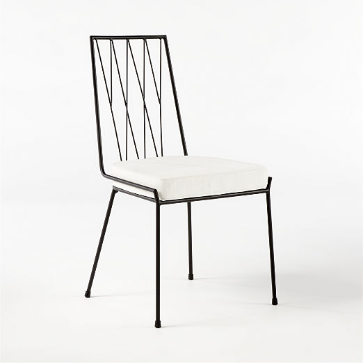 Pavilion Black Armless Outdoor Dining Chair with Ivory Sunbrella ® Cushion Model 6150 by Paul McCobb